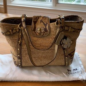 Coach 16839 Summer Straw Natalie with Python Trim